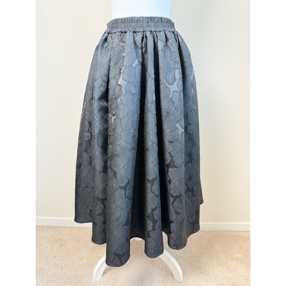 COS Women Jacquard Midi Skirt 6 Black Floral High Waist Dark Romantic Goth Fairy